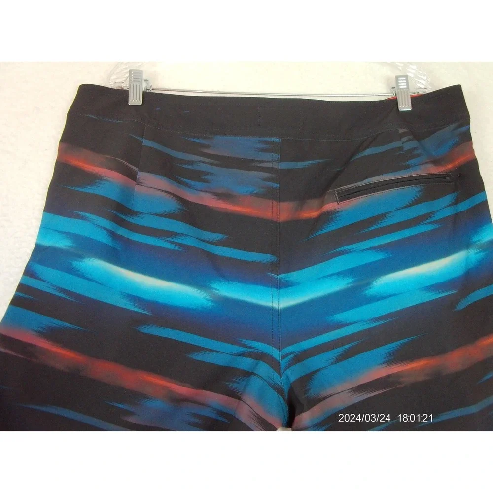 American Eagle Outfitters Mens Board Shorts‎ Blue Black Abstract Stripe Size 38